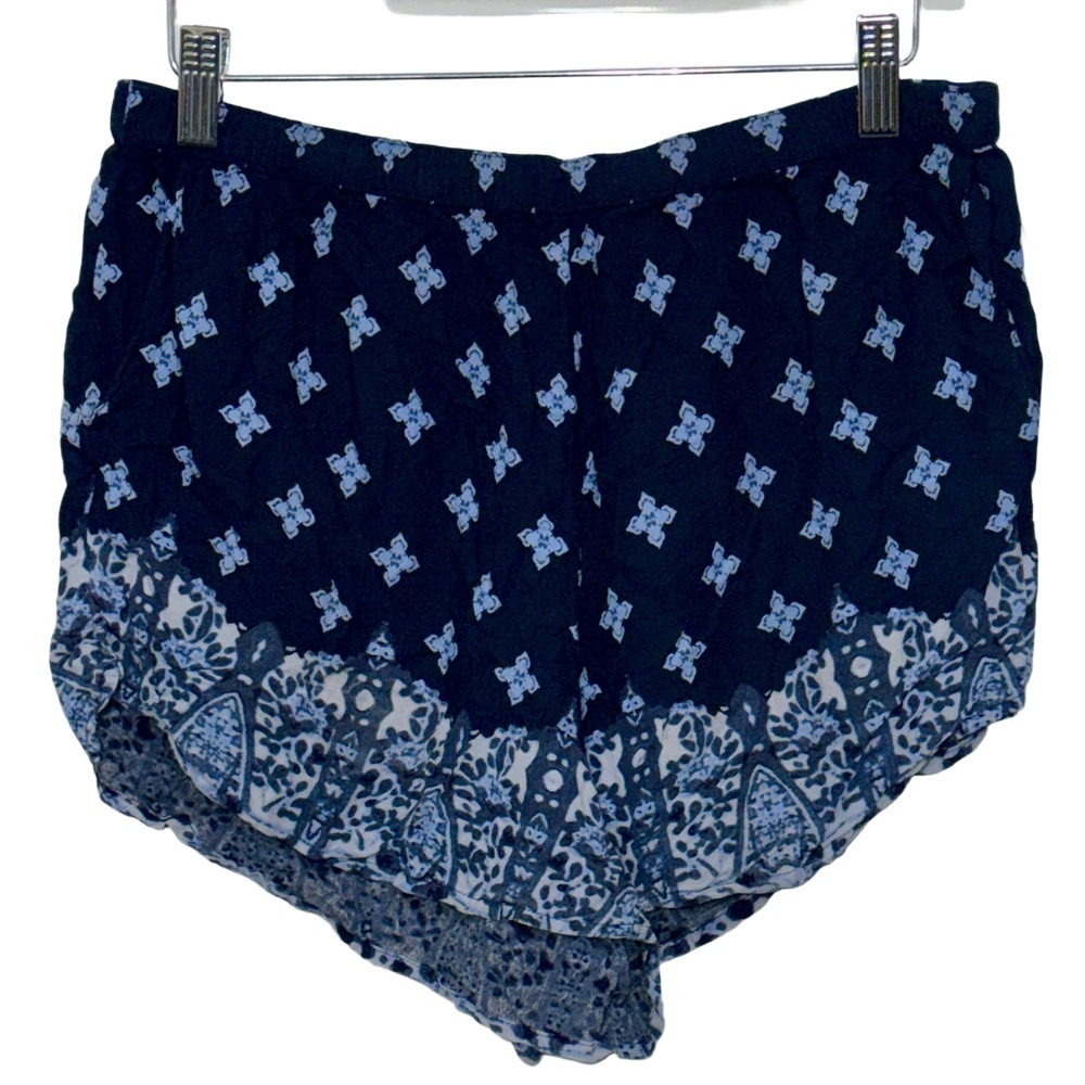 Abercrombie & Fitch Blue White Floral Elastic Stretch Low Rise Shorts Size Large